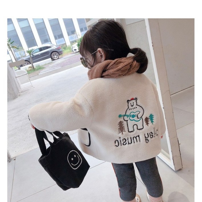 해피팡팡 남아 여아 공용 가을 겨울 뽀글이자켓 플레이 뮤직 베어 후리스 자켓 아동 겨울뽀글이점퍼 키즈 공용 겨울자켓 후리스 뽀글이자켓 남아자켓 여아자켓 아동 겨울자켓