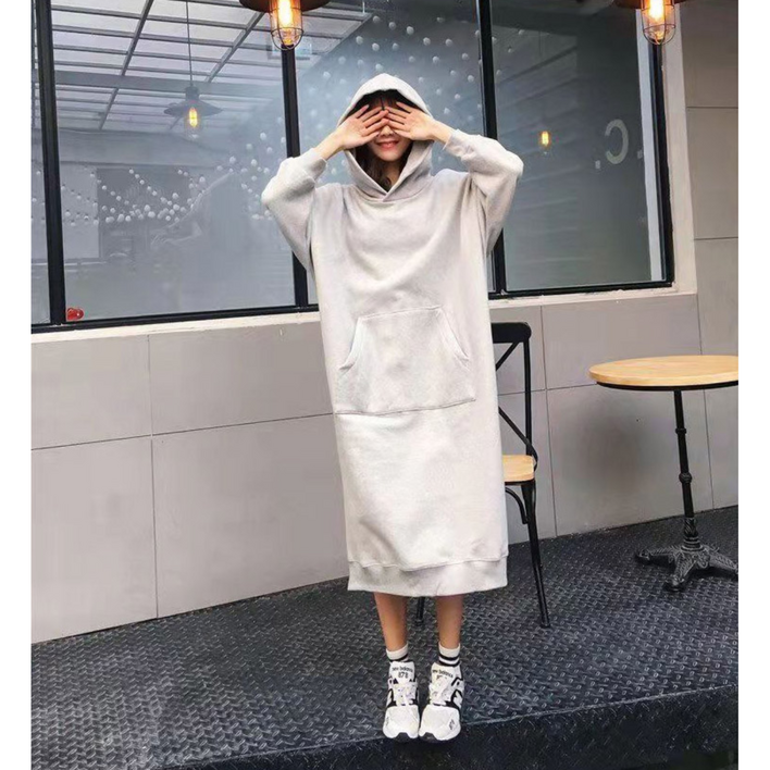 간절기 루즈핏 캐주얼 후드 기모 롱 원피스 여성 여자 긴팔 홈웨어 겨울 실내복 간절기 루즈핏 캐주얼 후드 기모 롱 원피스 여성 여자 긴팔 홈웨어 겨울 실내복