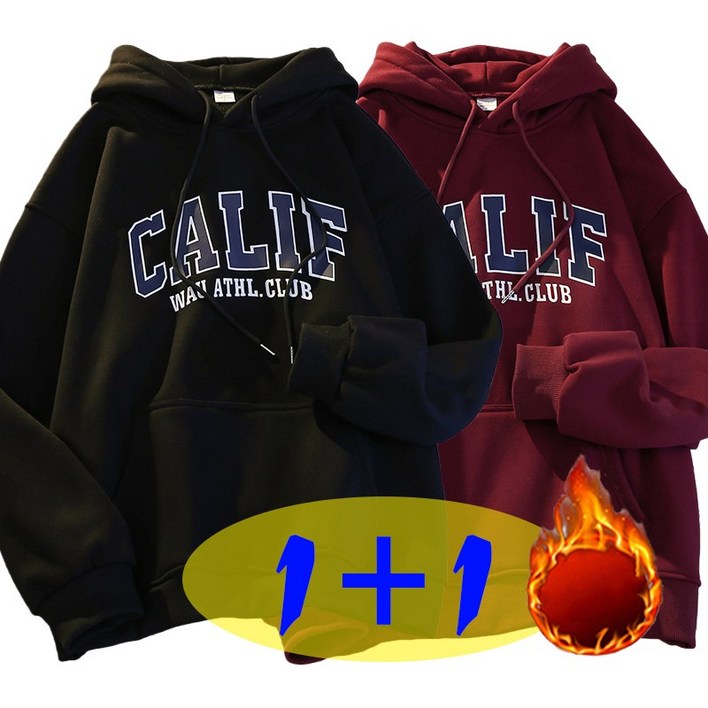 11 남자 가을 겨울 빅사이즈 레터링 긴팔티셔츠 캐주얼 커플 루즈핏 기모 후드 맨투맨