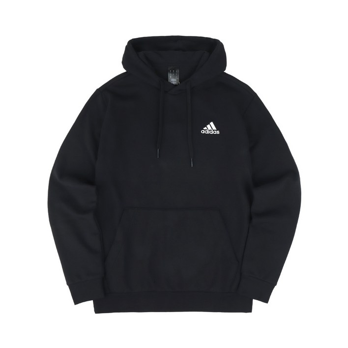 아디다스 남여공용 에센셜 플리스 후드티 블랙 GV5294 기모 후드 티셔츠