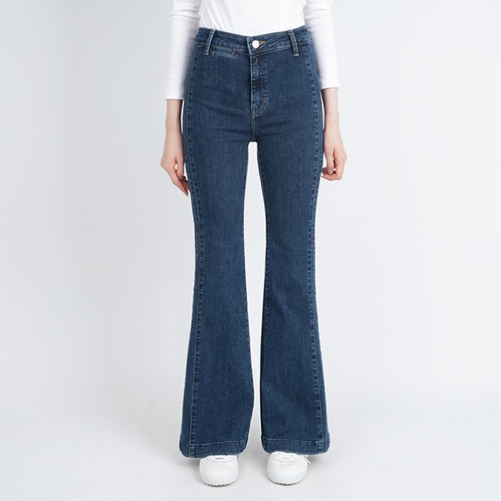게스 여성 청바지 사이드 디테일 플레어 붓컷 미디엄블루 YN3D6127