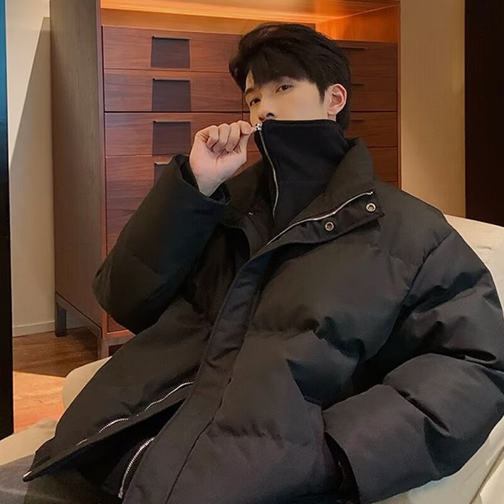 B6M003P115겨울후드패딩패딩배색패딩풍