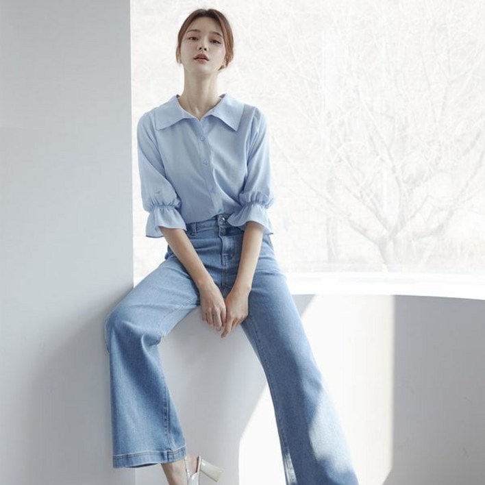 백화점상품 잇미샤 블라우스 23 SS 리본 여밈 ITN5ZBL660