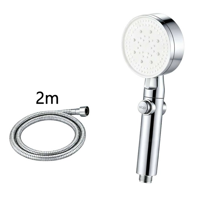 SHYP 5단 수압조절 샤워기 헤드, 실버호스, 1개