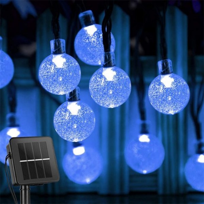 100 LED 태양 문자열 조명 요정 빛 정원 크리스마스 화환 야외 크리스탈 글로브 방수