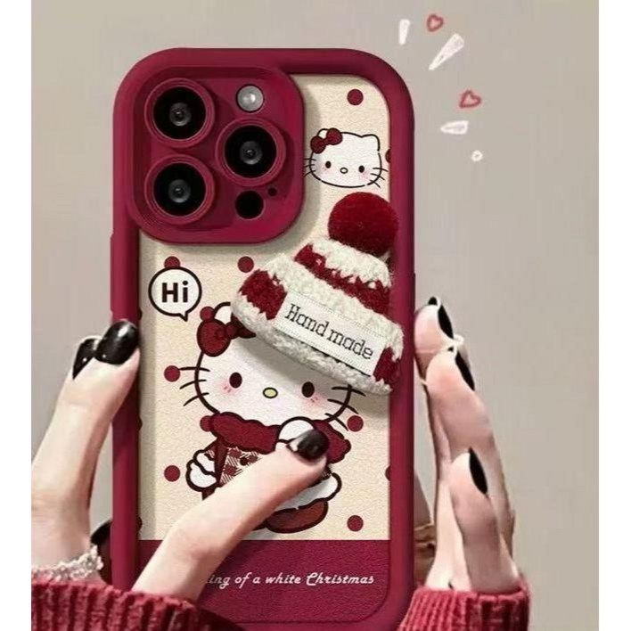 티류으스 입체형 와인레드 키티 캐릭터  케이스 호환 갤럭시 S25 울트라 S24 S23 FE S22 플러스