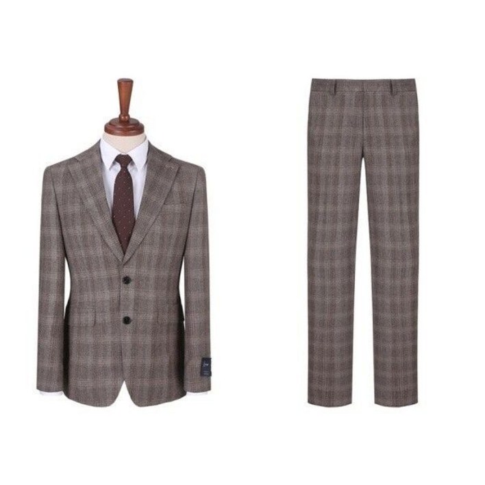 백화점22FW 지이크F MARLANE 수입원단 베이지멜란지 체크 정장 세트 FFJAX2157 135480