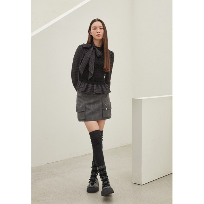 에고이스트 EQ4WB960몸판스모킹페미닌타이블라우스DJ