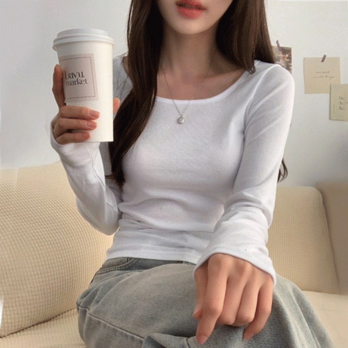라뷰마켓 긴팔ver 일년내내 3kg 부드러운 면 유넥 긴팔티 6color 기본티이너티무지티봄긴팔면긴팔가을반팔가을긴팔겨울반팔흰티