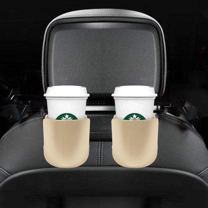 구디푸디 걸이형 차량용 뒷좌석 컵홀더 헤드레스트 거치대, 블랙, 2개