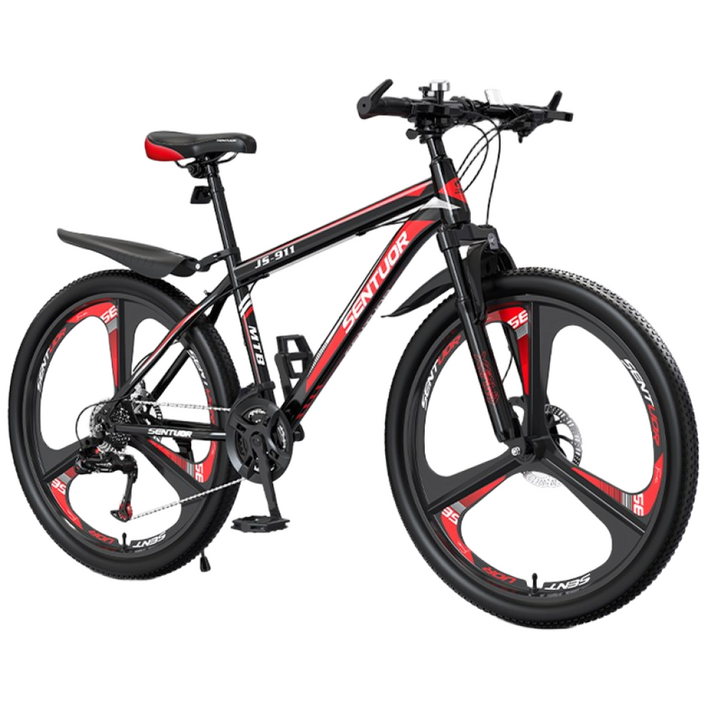 우브로 완조립 MTB 자전거 95% 조립 21단 출퇴근 가성비 학생 청소년 성인 여성 24인치 26인치 27.5인치, 1개, 175cm, 27.5인치 삼발이휠(블랙+레드)