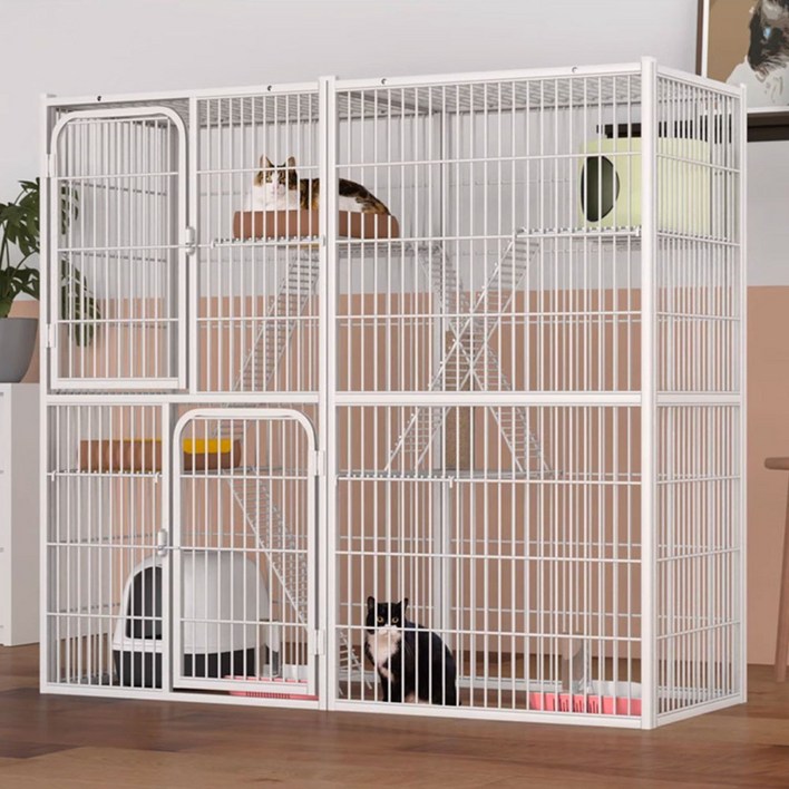 고양이 대형 철장 애견 3단 반려동물 강아지 소형 펜스, 화이트, 1개