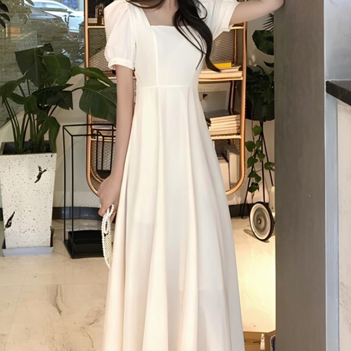 클레이스 스퀘어넥 퍼프 소매 반팔 원피스