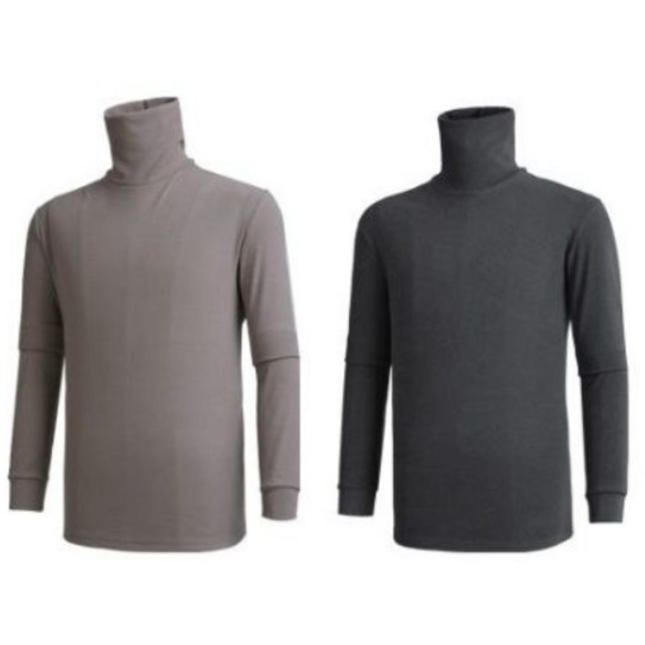 <투엘라> (1+1) 남성 기모 히트 하이넥 목폴라 티셔츠