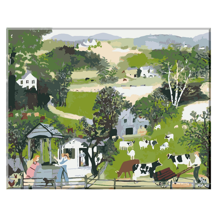모모픽스페인팅 DIY명화그리기 40 x 50 cm, 그랜드마 모지스 우물가에서그리기, 흰색프레임, 1개