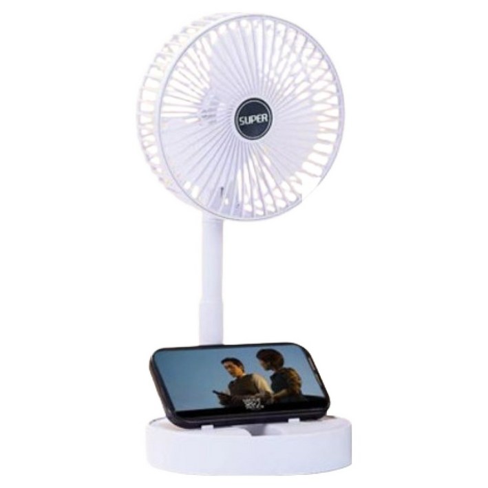 3단 접이식 USB 미니 탁상용 선풍기, KS2102, 화이트