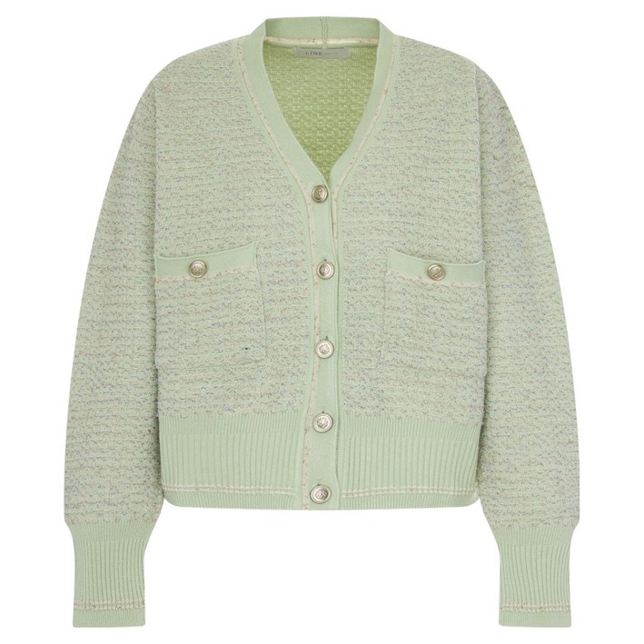 라인어디션 여성용 골드 버튼 브이넥 가디건