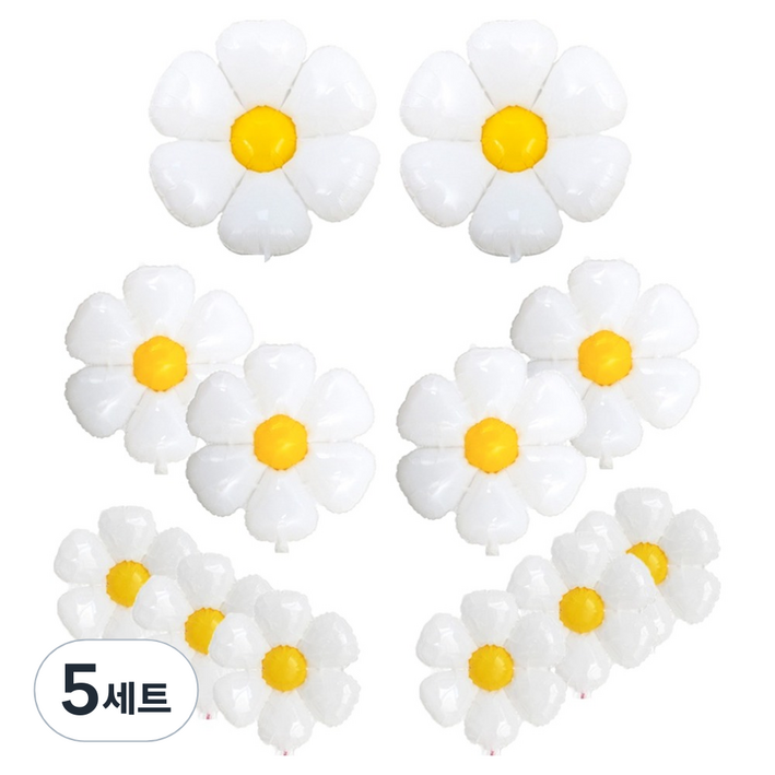 코히모 데이지 꽃 파티 풍선 대형 2p + 중형 4p + 소형 6p 세트, 5세트, 혼합색상