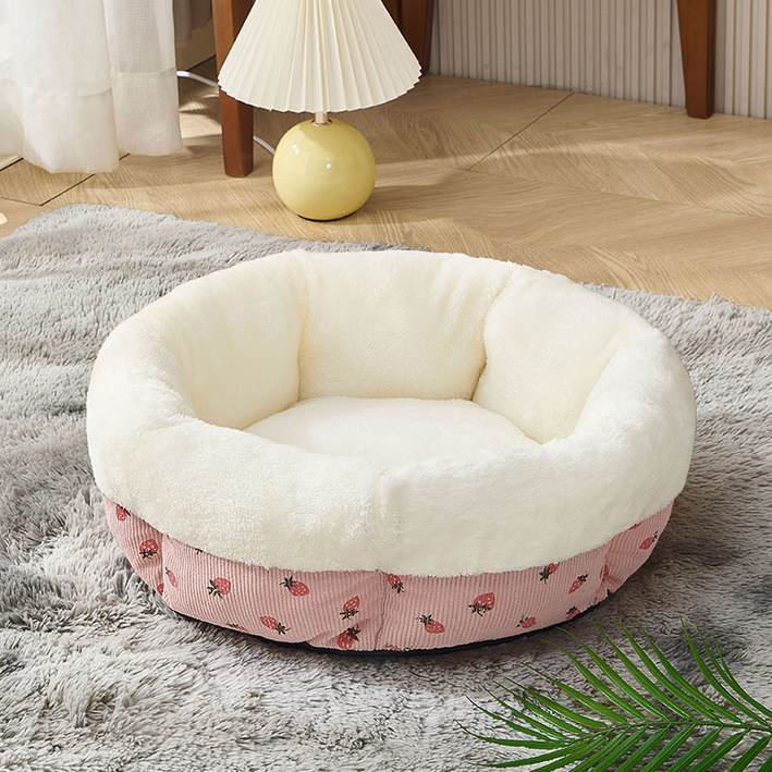 파스텔펫 반려동물 딸기 극세사 쿠션방석