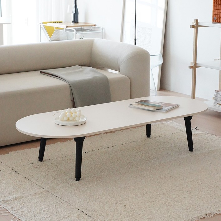 슈에뜨메종 웰튼 타원형 6단 높이조절 접이식 테이블, 웜베이지