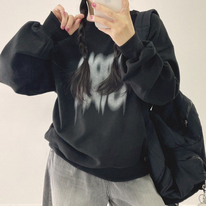 여성용 록 루즈핏 맨투맨