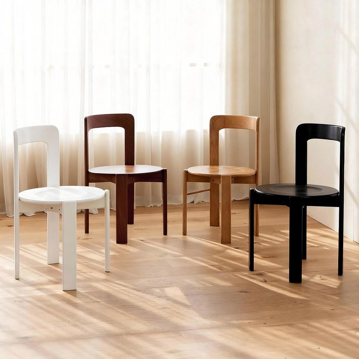 [리비니아] 엘레나 원목의자 원목식탁의자 인테리어 디자인의자 빈티지의자 식당의자 원형의자 1+1개, 2개, 내츄럴