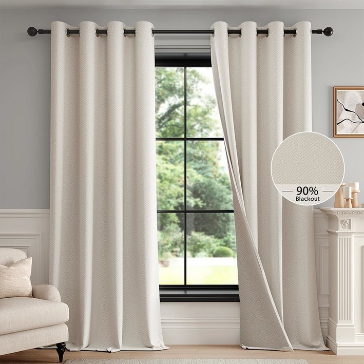 [1+1] 아일렛형 암막커튼 도톰 비침없는 창문형 거실커텐 사계절 창문용