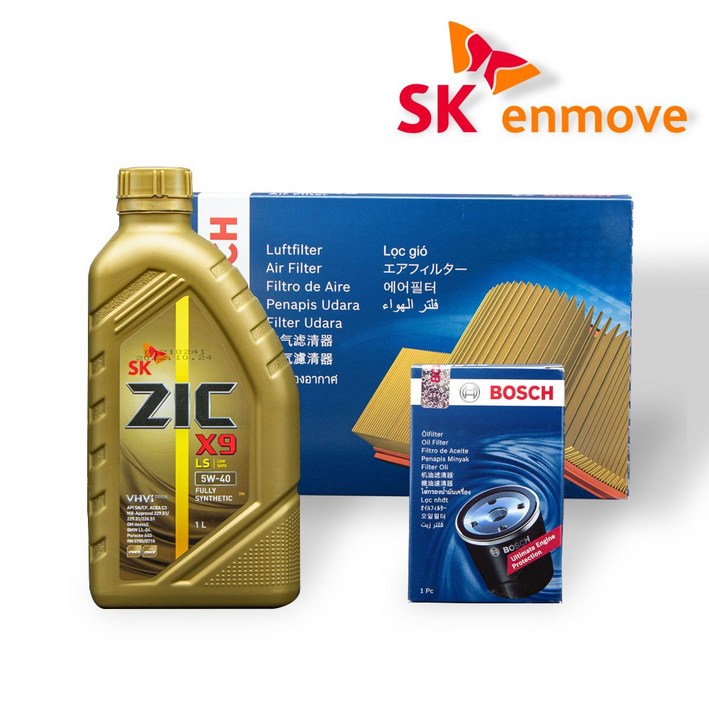 올뉴 K3 (18 년이후) 가솔린 엔진오일 세트 지크 X9 LS 5W40 4L 보쉬 필터 A 2655 O 0380, 4L, 1개
