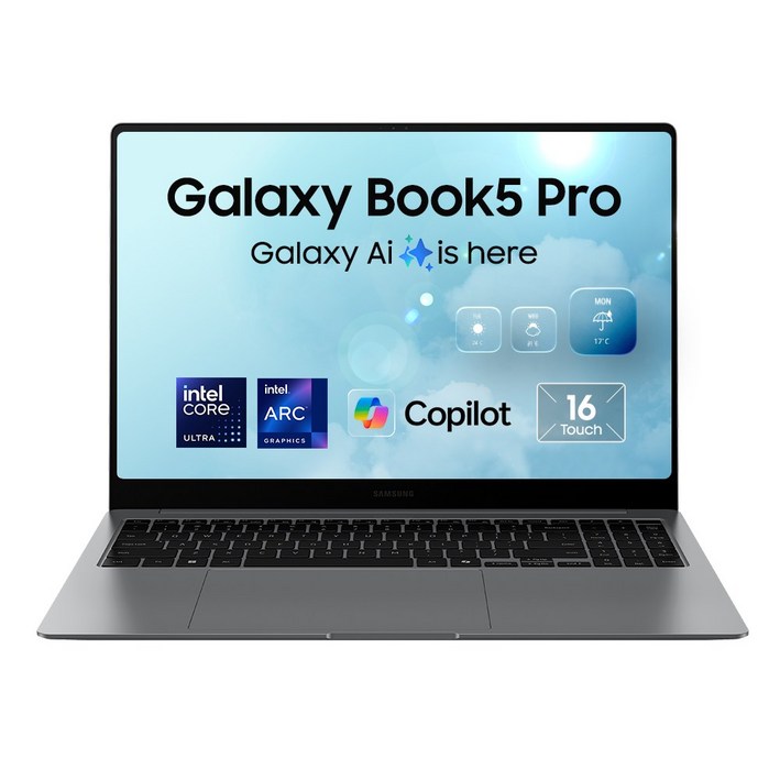 삼성전자 갤럭시북5 프로 NT960XHZ-A52A 인텔 울트라5 16인치 고해상도 AI 노트북 사무용 대학생 터치스크린 노트북, 그레이, NT960XHZ-A52AR, 코어Ultra5, 512GB, 32GB, Linux