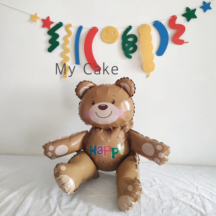 파티아일랜드 해피 곰돌이 스텐딩풍선 호일 풍선 생일파티 파티꾸미기 아기백일상