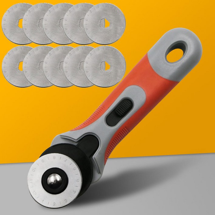 원형재단칼칼날10개, 오렌지, 1개 원형재단칼칼날10개, 오렌지, 1개