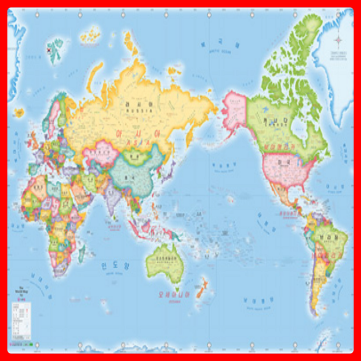 땡스픽 세계지도 어린이 학습 전도 지도 월드맵 여행 70 x 50 핀 국기 스티커 세트