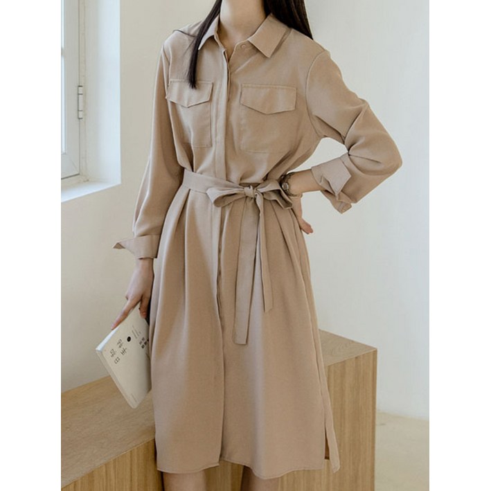 비바로그 비바로그 에제 카라넥 포켓 셔츠형 원피스