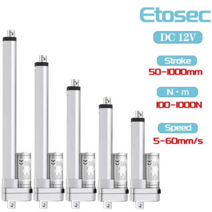 왕복 모터 선형 액추에이터 엑츄에이터 리니어모터 Etosec 태양열 트래커 전동 12V 50mm, 200mm, 600mm, 900mm, 1000mm 90 mms