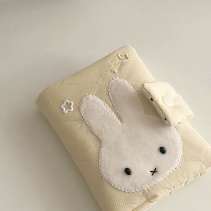 (아미자드) 미피 A6 패브릭 북 커버, 귀여운 루스리프 바인더 보호 커버, 다이어리 수납 파우치