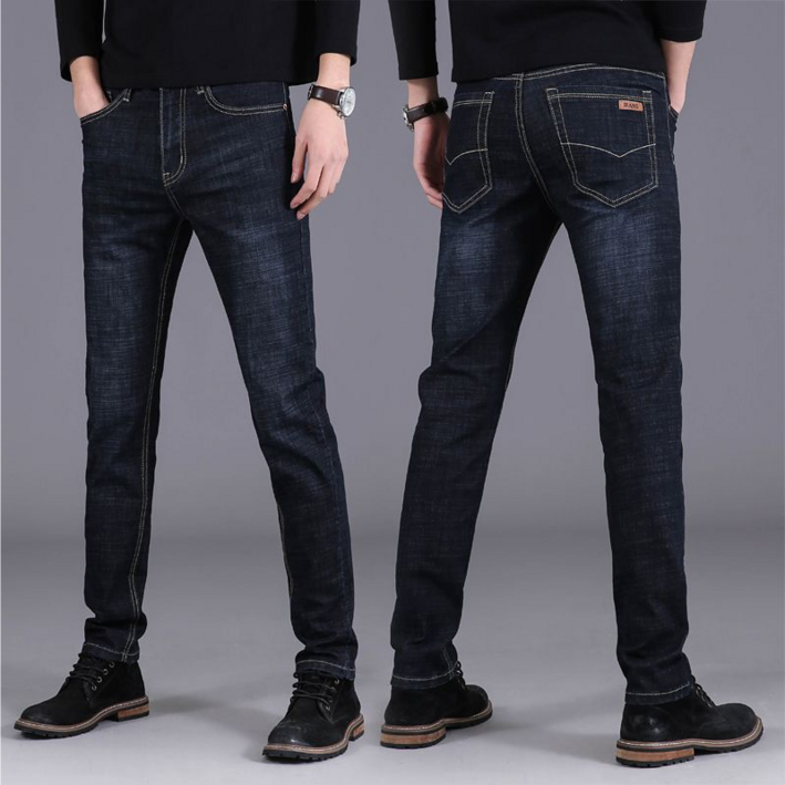 NUNUHANA 남성 여름 쿨 빅사이즈 스판 워싱 일자 데님 청바지 DM39