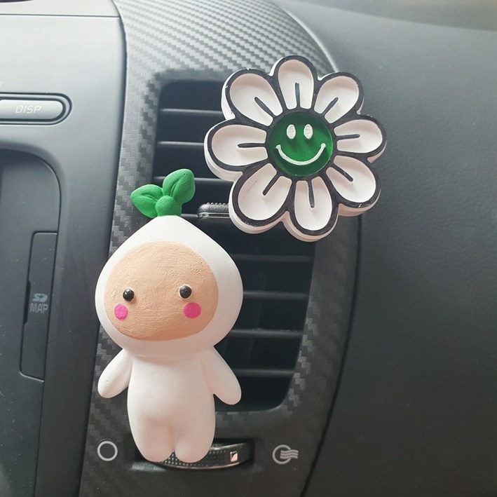 1+1유니크센트 새싹둥이+플라워 석고 차량용방향제 송풍구 귀여운 자동차용, 피톤치드, 1개