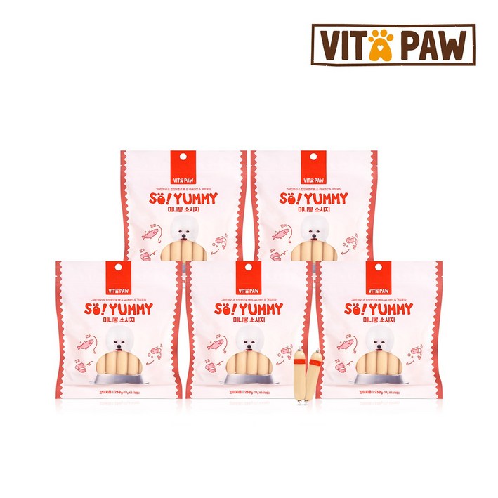 5봉 비타파우 쏘야미 미니봉 소시지 연어크릴오일 영양간식 14개입, 연어크릴, 238g, 5개