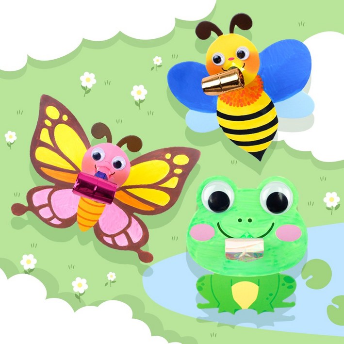 오늘놀이 봄 곤충 피리 만들기 3종 택1 DIY 키트 컬러링 동물 도안 역할놀이 KC인증, 1개, 꿀벌