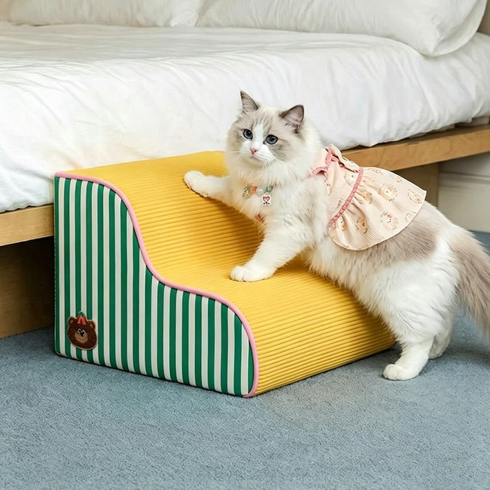 강아지계단 논슬립 미끄럼방지 슬개골보호 소형견 반려동물 계단 소파 침대용 커브 슬라이드 스텝