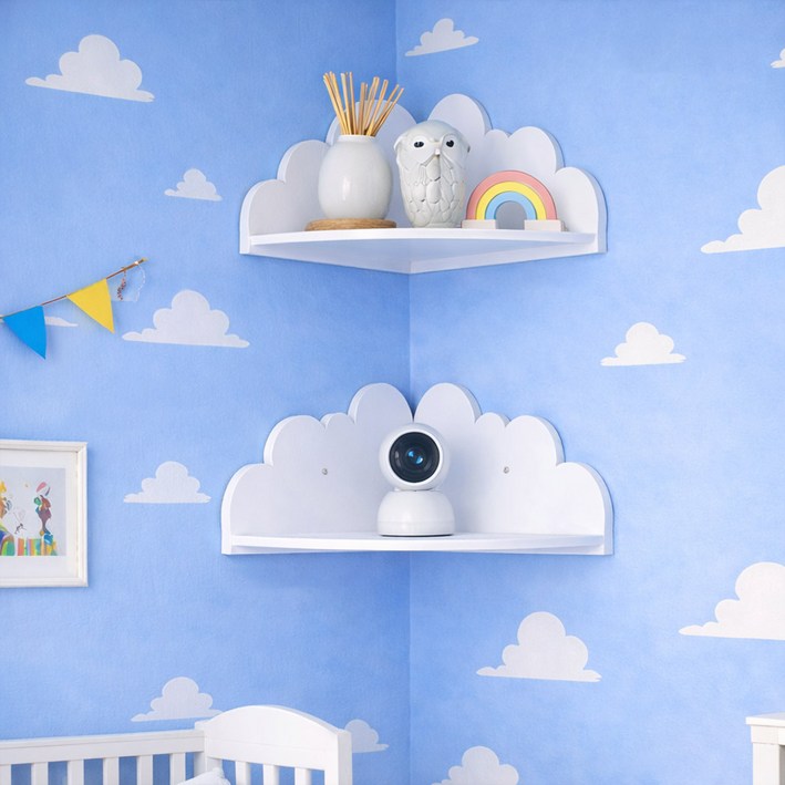 블레오 무타공 아기방 홈캠 구름 코너 선반