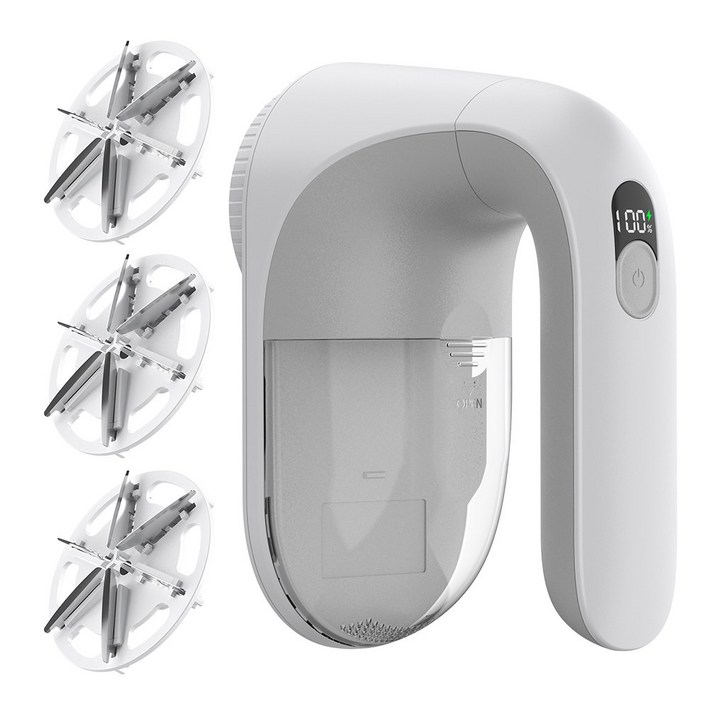 SmartGo 프리미엄 보풀제거기 휴대용 충전식 6중날 대용량 세탁소용 강력한 보풀제거기, 화이트