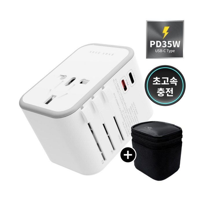 사라사라 5포트 초고속 PD 35W 해외 여행용 멀티 어댑터, 1개