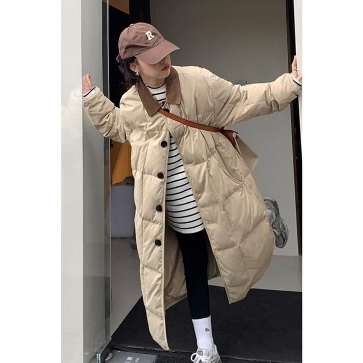 골덴카라탈부착롱패딩