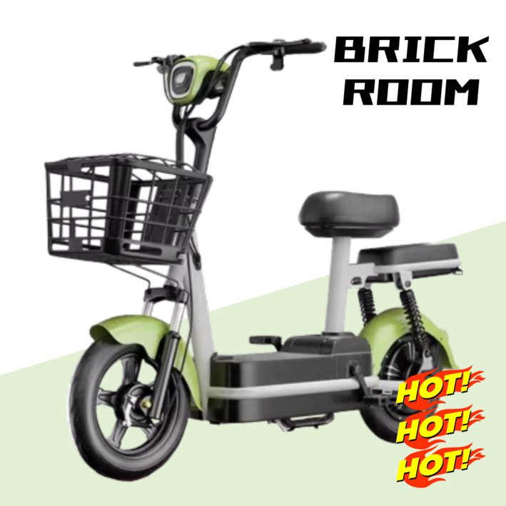 BRICKROOM 전동 스쿠터 자토바이 전기 팻바이크 2인용 출퇴근 자전거 배터리 분리형, 그린