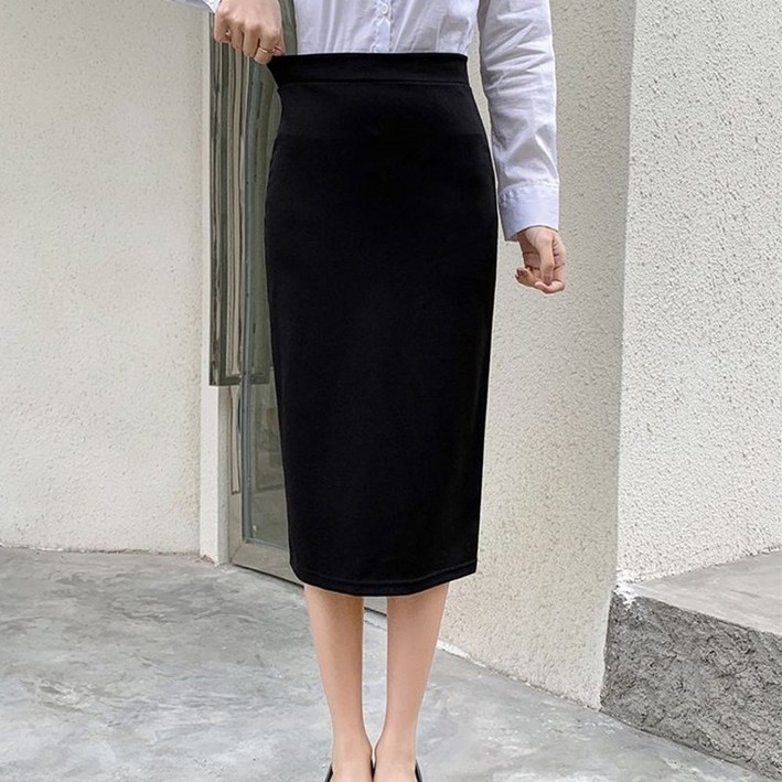 니드오브 여성 H라인 밴딩 스커트 3기장 빅사이즈 정장 치마