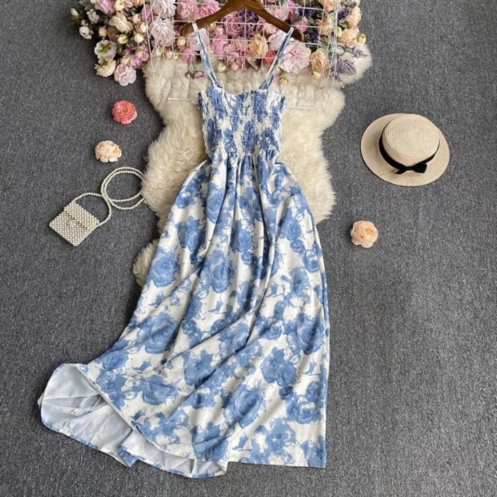 [Bahn] 알로하 섬머 롱 셔링 밴딩 원피스