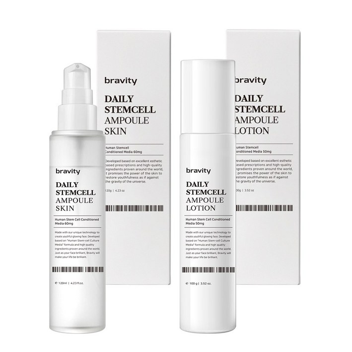 브래비티 데일리 스템셀 스킨 로션 세트 120g100g 모든 피부용 저자극 기초케어, 1개