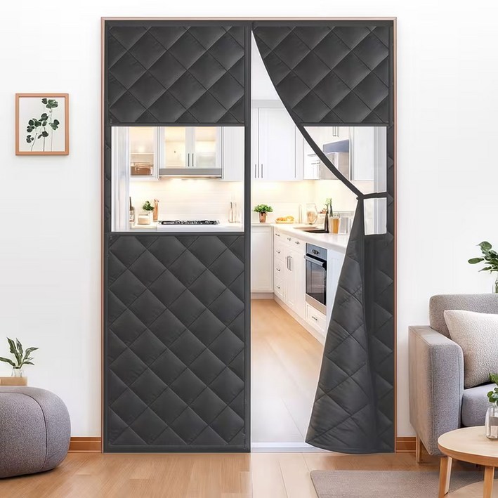 하루꿈 자석 무타공 두껀운 방한커튼 현관 외풍차단 겨울 보온커튼 방풍비닐 커튼 벨크로 개폐창 디자인 거실 침실 분리 방음 커튼