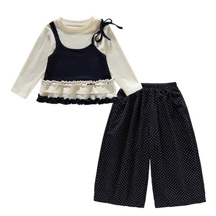 밀크네이비뷔스티에세트 여아 러블리 리본 프릴 데일리 상하세트